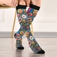 thumbnail image 5 of FORMRS Womens Knee High Socks Casual Long Thick Travel Daily Wear, 1 Pair, Blue Colorful Flowers, 5 of 6