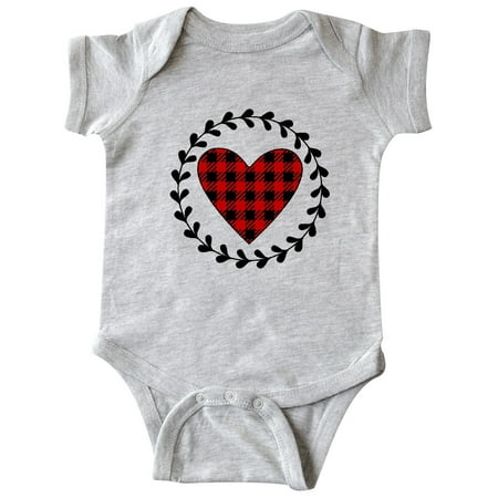 

Inktastic Valentines Day Buffalo Plaid Heart Gift Baby Girl Bodysuit