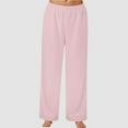 thumbnail image 2 of Mepaouo Women's Wide Leg Striped Pants Casual Drawstring Elastic Low Rise Pajama Pants(Pink,L), 2 of 7