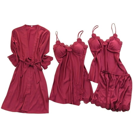 

Betiyuaoe Pajama Lingerie Set for Women Satin Silk Pajamas Nightdress Robes Underwear Sleepwear