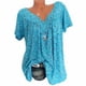 thumbnail image 2 of Camiseta de mujer con cuello en V, manga corta, camiseta de verano informal estampada, azul, L Vogacara AP001653-43, 2 of 6