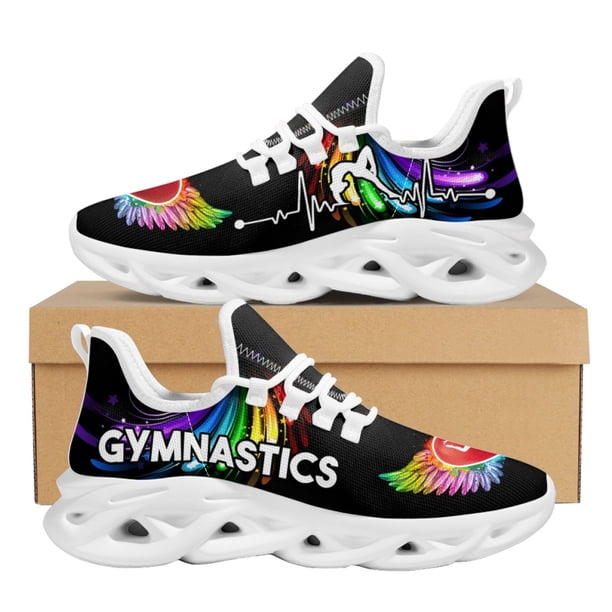 Zapatos planos con estampado de alas de color degradado para mujer, zapatillas deportivas de gimnasia para adolescentes, calzado con cordones resistente al desgaste, nuevo