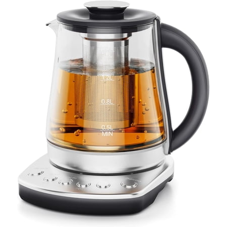 Electric Kettle With Infuser, 1.5L Electric Tea Kettle With Temperature Control, Glass Kettle & Hot Water Boiler, 1200W Fast Heating for Pour Over Coffee, Brew Tea, Easy to Clean