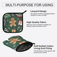 thumbnail image 3 of Yayeee Oven Mitts and Pot Holder Set of 4 Heat Resistant Kitchen Gloves Baking Hot Pad, Green Christmas Gingerbread, 3 of 5