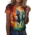 thumbnail image 3 of Cool Horse T-Shirt O Neck Retro Print Big Size T-Shirts Short Sleeve Tees Womens Pretty Design, 3 of 5