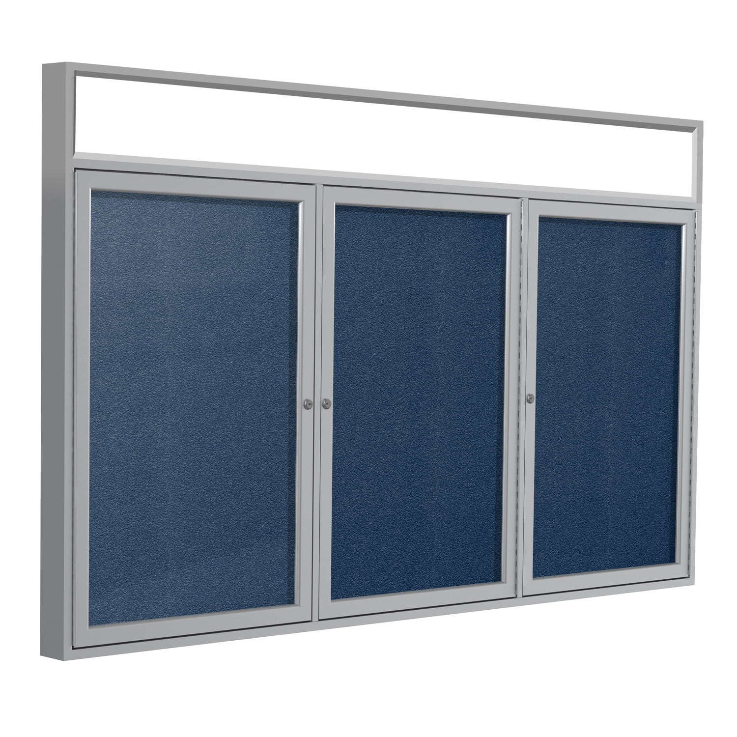 PAVLX8195 Ghent 3 Door Enclosed Vinyl Bulletin Board with Satin Illuminated Headliner Frame