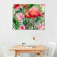 thumbnail image 3 of COMIO  Flamingo Canvas Wall Art Floral Pictures Tropical Plant Prints Green Palm Pictures for Bathroom Bedroom Wall Decor, 3 of 5