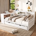 thumbnail image 2 of Twin Size Corner Daybed with Storage Drawers, Desk, Charging Port & Bookcase, Multi-Functional Space-Saving Bed, White, 2 of 9
