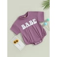 thumbnail image 4 of Baby Girls Summer Casual Romper Short Sleeve Round Neck Letter Print Loose Fit Playsuit, 4 of 9