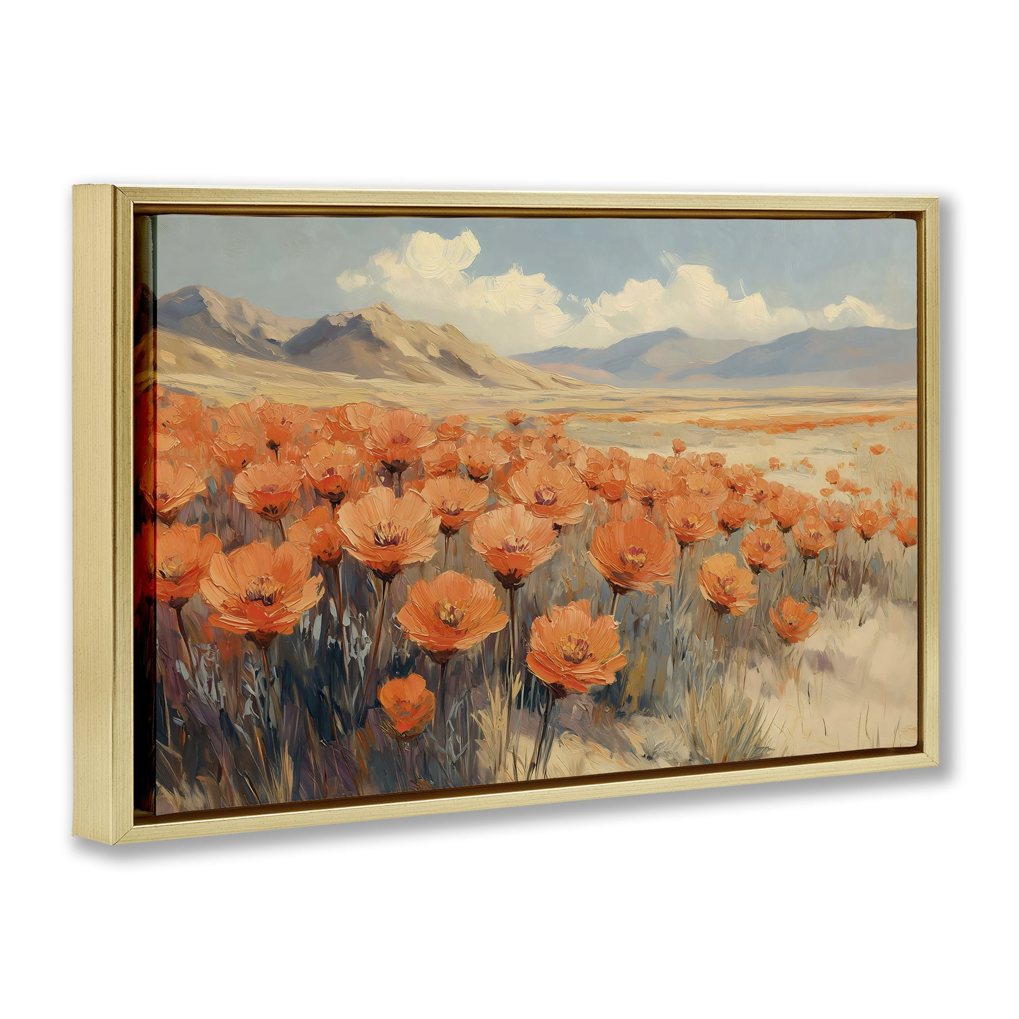 Stupell Industries Desert Poppies in Valley Gold Framed Floater Canvas Wall Art, design by Gina Kelly