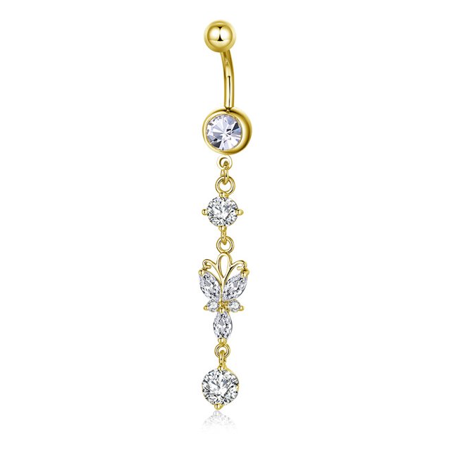 Anillo para el ombligo con borla de mariposa, para personas, tiempo de perforación, joyería para el ombligo