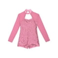 thumbnail image 4 of iEFiEL Girls Sequins Dance Leotard Biketard Mesh Patchwork Jumpsuit Dancewear, 4 of 5