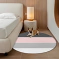 thumbnail image 2 of Round Rugs 3Ft, Pink Grey Striped Round Area Rug Washable Indoor Throw Carpet, Farmhouse Modern Small Non Slip Circle Rug for Bedroom Living Room Home Decor Aesthetic, 2 of 8