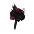 thumbnail image 4 of Flores artificiales de rosas con hojas negras, púas florales, regalo coleccionable, ramo de flores góticas para el hogar, fiesta temática, decoración rojo, 4 of 8