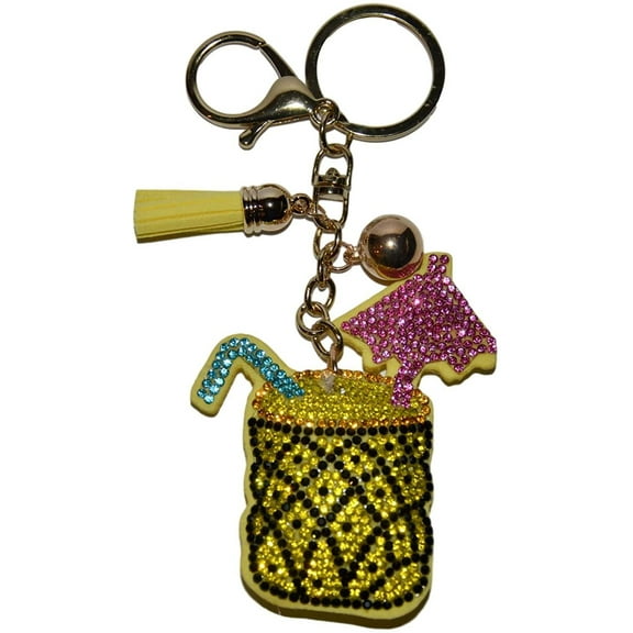 Tiki Drink Keychain for Women Bling Purse Charms GIrls Backpack Keychains