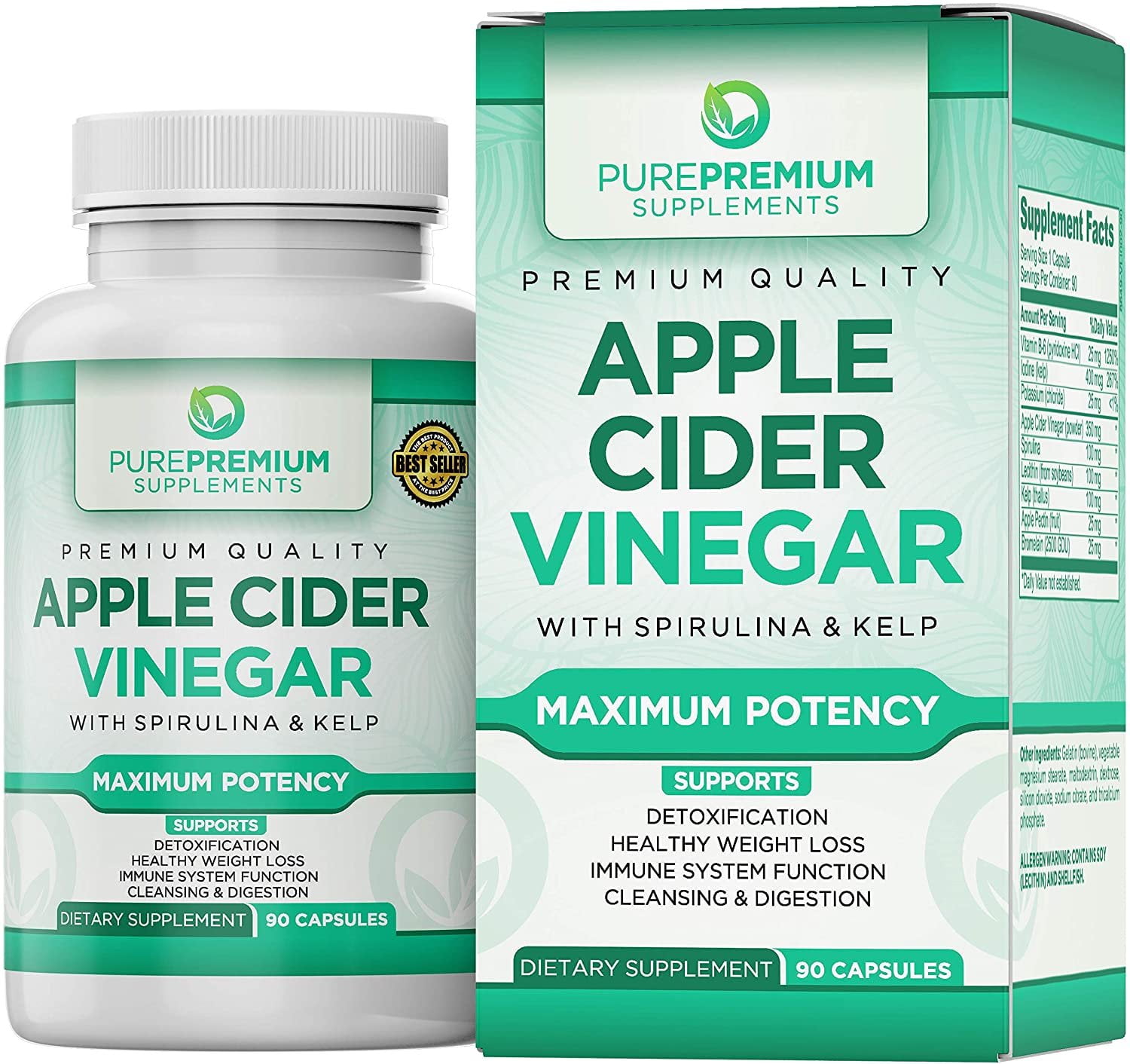 Apple Cider Vinegar Capsules by PurePremium Supplements Maximum