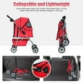 thumbnail image 5 of YRLLENSDAN Pet Gear Dog Stroller Small Dogs, Folding Cat Stroller with Cup Holders 4 Wheel Pet Strollers for Small Dogs Puppy Stroller Travel Carrier Dog Stroller for Medium Dogs, Red, 5 of 7