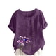 thumbnail image 4 of TaTaai Casual Printed Button Blouse, Women's Short Sleeve Linen Feel T-Shirt, Comfortable Top for All Seasons Gift, 4 of 4