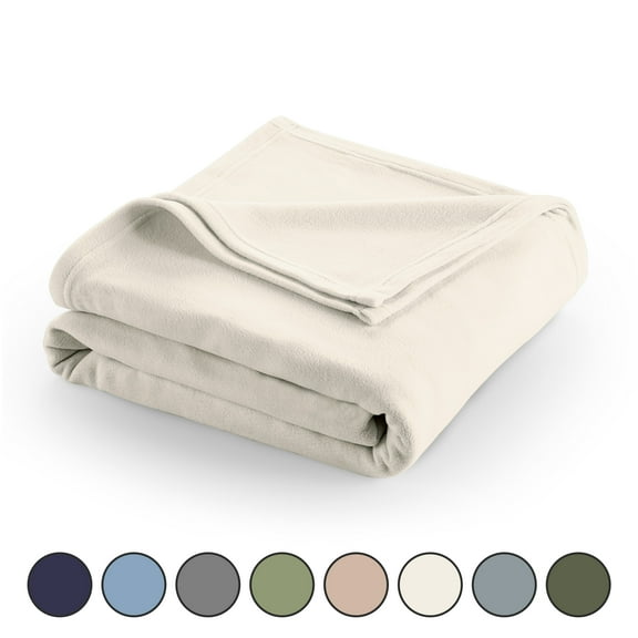 Comfy Supersoft Fleece Bed Blanket – Lightweight All-Season – Full/Queen Size – Ivory