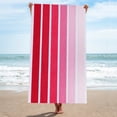 thumbnail image 2 of Superior Faded Stripes Cotton Absorbent Oversized Beach Towel, Pink, 2 of 8