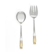 Yo Treasure Tiramisu 3-Tone Wire Wrapped Stainless Steel Gold Silver Salad Server Set