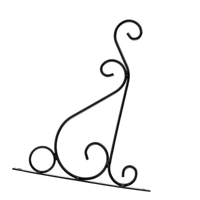 Colgador de plantas de hierro, soporte para colgar en la pared, gancho para flores para decoración del hogar y el jardín, 25 x 21 cm (negro)
