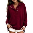 thumbnail image 5 of Visaly Mock Neck Sweatshirt for Women Trendy Oversized Top Trendy Tunic Sweatshirt Basic Pullover Shirts Trendy Long Sleeve Sweatshirts Baggy Sweatshirt Breathable Sweatshirt Wine 3Xl, 5 of 6