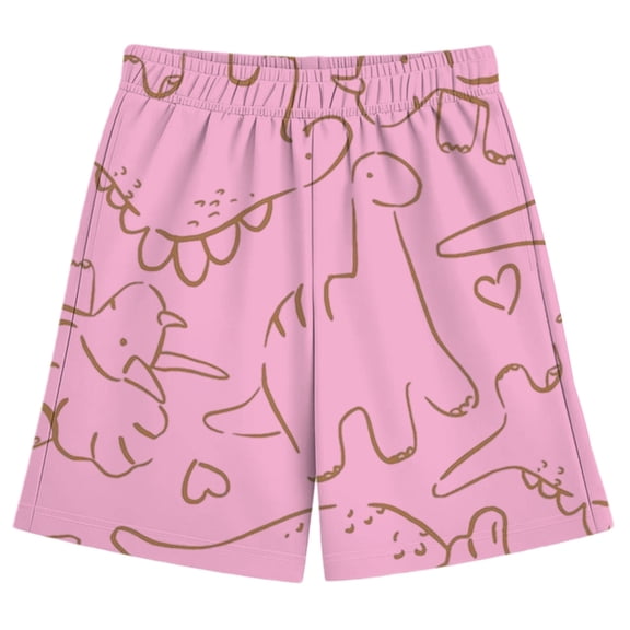 REDARER Boys' Doodle Dinosaur Print Shorts Summer Casual Elastic Waist Comfortable Beach Play Shorts for Toddler to ,13-14 Years