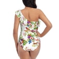 thumbnail image 5 of Haiem Birds And Flowers Women's One Piece Swimsuits Tummy Control One Shoulder Bathing Suits Ruffle Swimwear-X-Large, 5 of 8