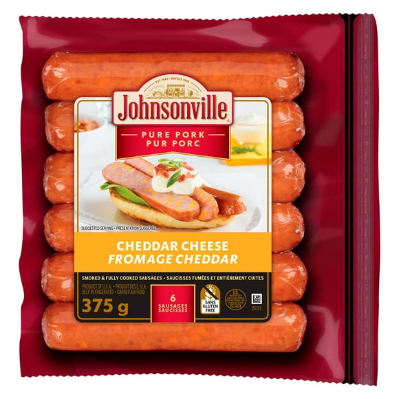 Saucisse fumée au cheddar sans gluten de Johnsonville JVL Sauc fumée cheddar 375 g