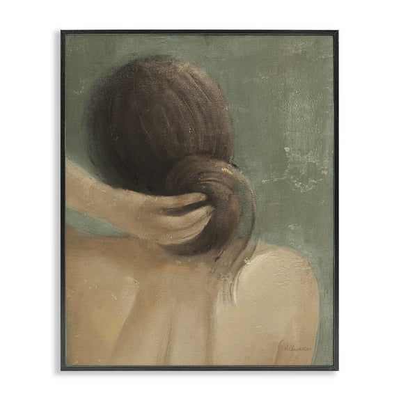 Stupell Industries Classic Brunette Woman Novelty Painting Black Framed Art Print Wall Art, 11 x 14