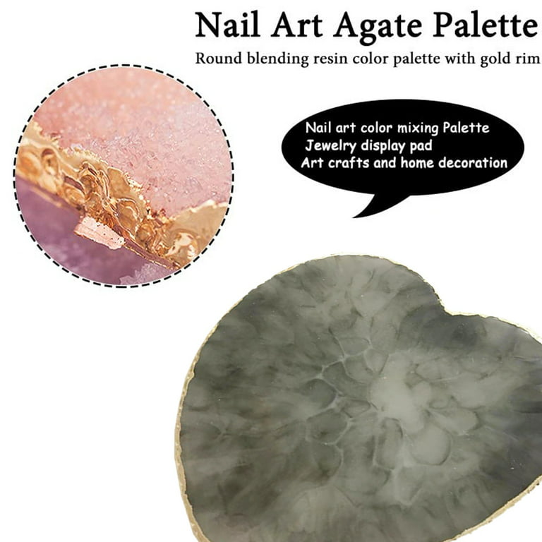 Nail Art Palette Gel Display Makeup Resin Agate Plate UV Polish Mixing  Jewelry