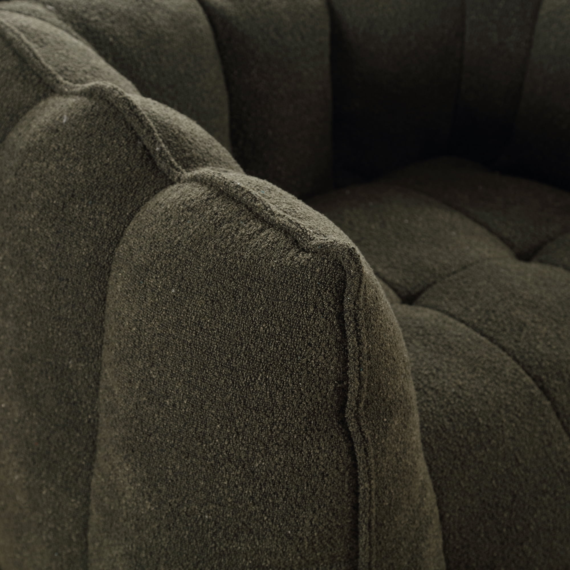 Leumius Soft Bean Bag Chair with High Resilient Foam(Chips)for Living Room and Bedroom,Comfortable Square Lazy Sofa with Footstool for Adults to Gaming, Reading and Watching TV Olive Green