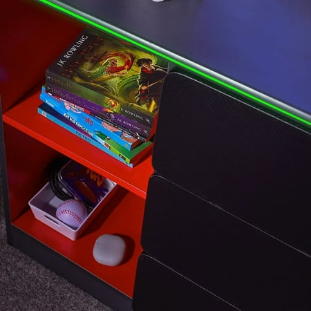 X Rocker - Carbon-Tek Gaming Storage Unit with LED - Black