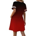 thumbnail image 5 of T Shirt Summer Dress for Women Casual Striped Short Sleeve Knee Length Beach Dresses Crew Neck A Line Tunic Dress, 5 of 6