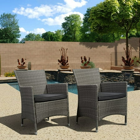 Liberty Deluxe Wicker Armchairs, Set of 2, Grey
