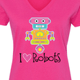 thumbnail image 4 of Inktastic Robotics Girl I Love Robots Women's V-Neck T-Shirt, 4 of 5