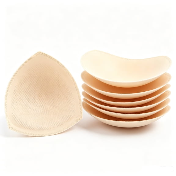 4 Pairs Bra Pads Inserts, Sports Bra Pads Inserts, Beige Bra Cups Inserts for Yoga Bra, Swimsuits, Removable, Foam Sponge, Breathable (M)