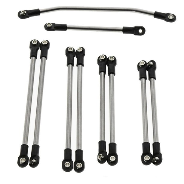 Juego de 10 varillas de enlace de dirección de acero inoxidable para coche RC 1/10, duraderas, aptas para si