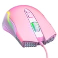 thumbnail image 4 of Ratón con cable, color rosa, diseño ergonómico, retroiluminado RGB, detección de movimiento, cable de 5,9 pies, ratón para juegos, estudio de oficina, 4 of 5