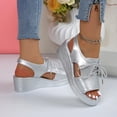 thumbnail image 3 of Xucatan Women's Floral Embroidered Up Wedge Sandals, Peep Toe Espadrille Slippers with Side Cutouts, Chunky Platform Thick Sole Casual Summer Shoes, Versatile Design for Beach Outdoor Gift, 3 of 9