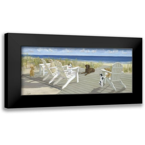 Saxe, Carol 14x8 Black Modern Framed Museum Art Print Titled - Dogs on a Deck