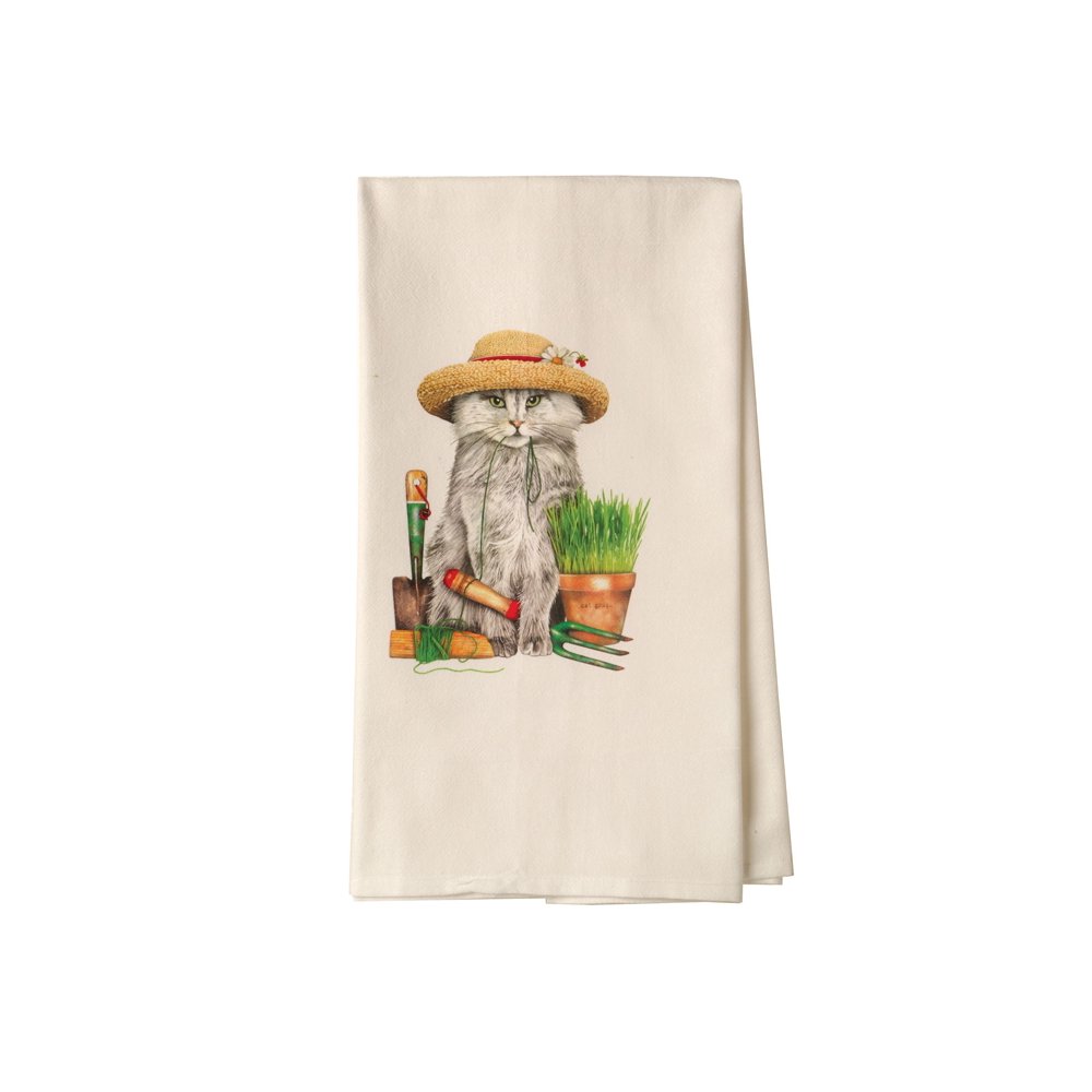 Mary LakeThompson Ltd. Busy Kitties Tea Towels Gray Gardening Cat