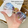 thumbnail image 3 of pitrice Vintage Frameless Sunglasses Oversized Eyewear Rhinestone Inlaid Gradient Sunglass Curved Fashion Sun Glasses Ladies Pink, 3 of 9