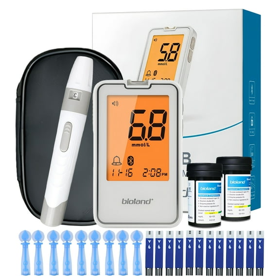 Blood Glucose Monitor Starter Kit - Auto-Coding, Includes Glucose Meter, 100 Test Strips & 100 Lancets, Ideal for Diabetes Management