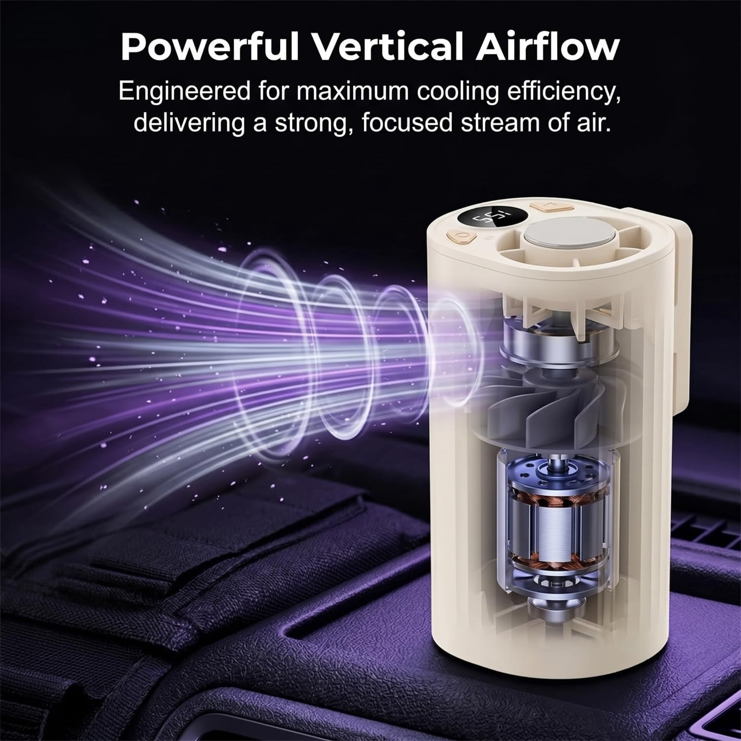 Car Clip on Air Conditioner Fan – 360° Rotation Portable Personal AC with Semiconductor Cooling, USB Rechargeable, for Car Visor, Roof Handle, Bed, Umbrella