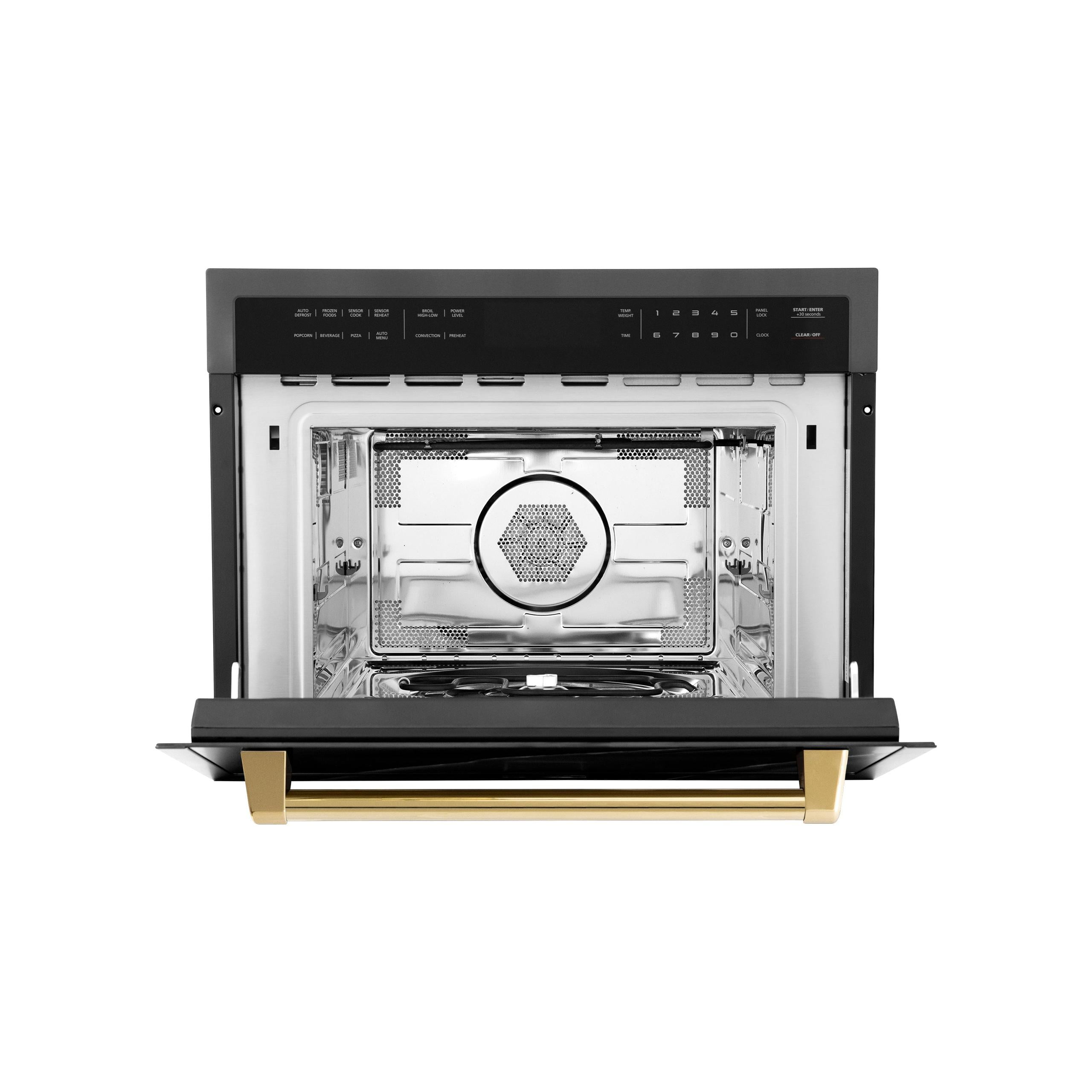 ZLINE Autograph Edition 24" 1.6 cu ft. Built-in Convection Microwave Oven in Black Stainless Steel and Gold Accents