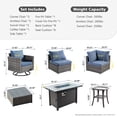 thumbnail image 3 of Ovios 9 Pieces Patio Fire Pit Set Outdoor Wicker Sectional Sofa Conversation Set with Swivel Rocking Chairs,Denim Blue, 3 of 8