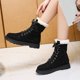 thumbnail image 3 of NECHOLOGY Botas Mujer Adulto Femenino Zapatos Botines de mujer Zapatos de mujer Botas cálidas de suela gruesa Botas de longitud media cálidas de terciopelo informales y de moda (Black, 6.5), 3 of 6