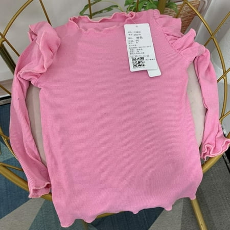 

Girls Long Sleeve Children s T-shirt Knite Bottoming Shirt Children Spring and Autumn Cotton Solid Color Long Sleeves Top